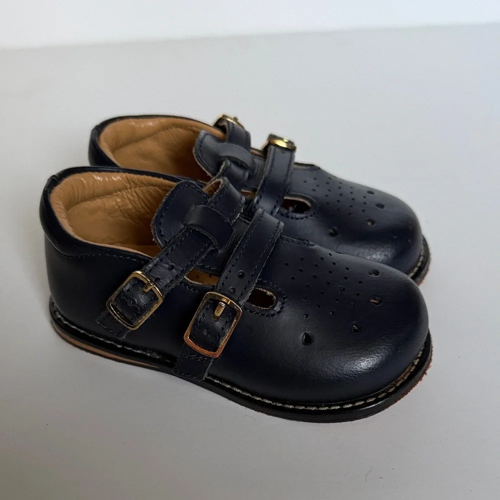 Josmo Navy Blue baby toddler leather walking Dress Shoes with Buckle Straps 5.5